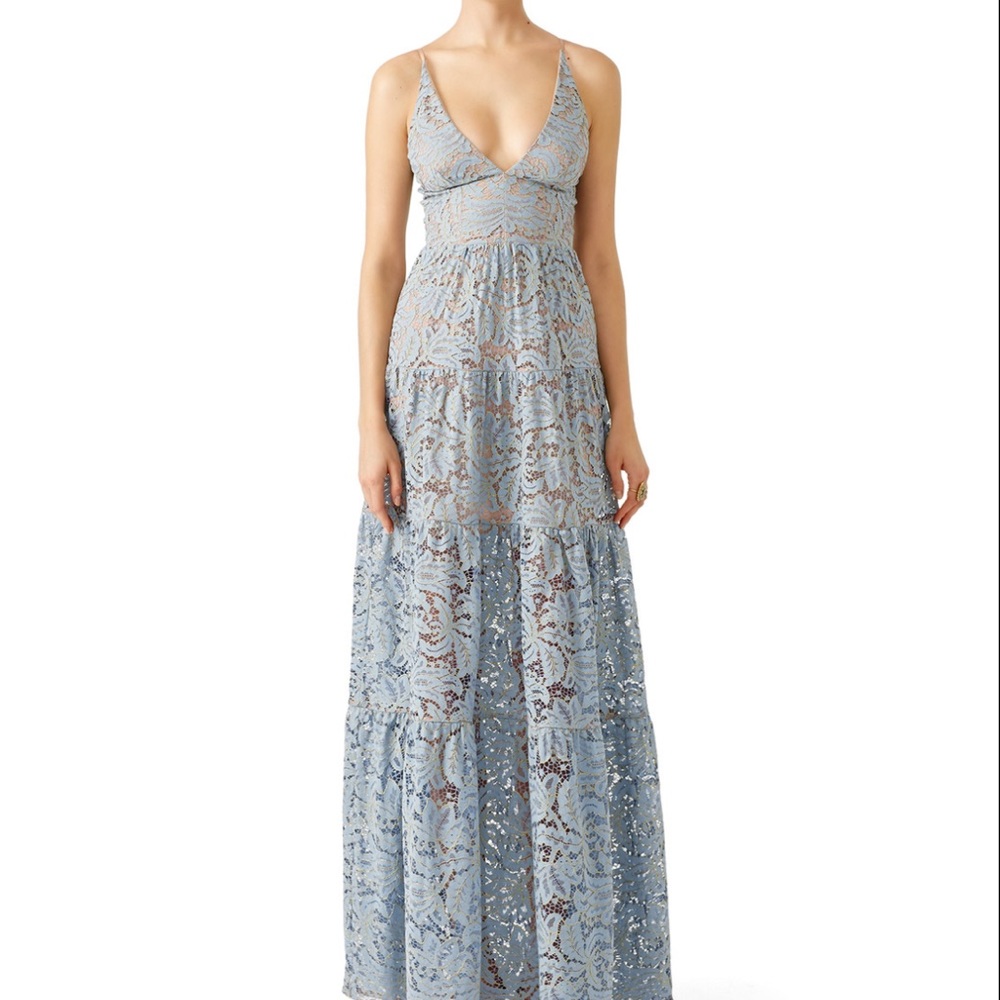 Dress the Population Light Blue Lace Maxi Dress